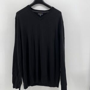 CLUB ROOM V-Neck Merino Wool‎ Blend Sweater Men's XXL Black Classic Old Money